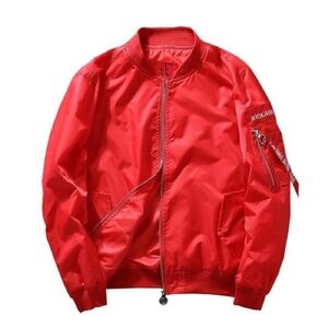 Vintage Peace Wanted Just To Be Free Red Bomber Jacket Size Medium